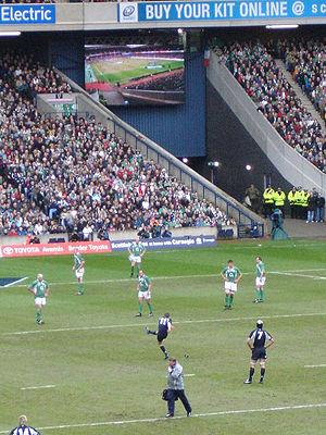 A Scottish Rugby match. Soon players could be wearing a shirt with the word Alba (Scotland) written on it.