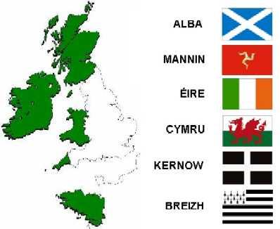 Map showing the 6 Celtic nations