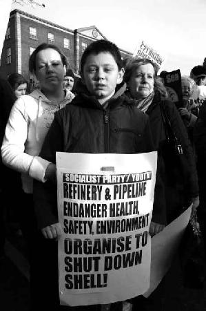 A protest outside Shell HQ in 2006. Protests in north Mayo against Shell have continued to the present day.