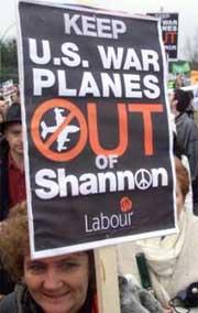 A protester demonstrating about the use of Shannon airport for CIA rendition flights