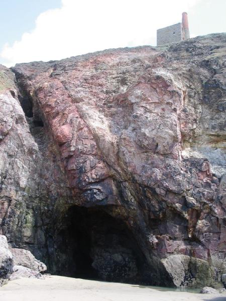 An example of a disused mineshaft in Cornwall  leading straight out onto the coast.