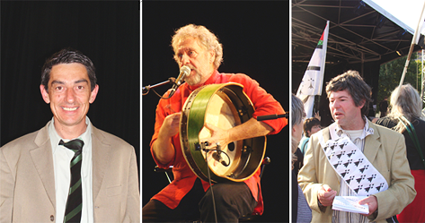 <b>Jean Ollivro</b> à La Baule pour la Convention de Bretagne Réunie le 18 mai 2008. <b>Gilles Servat</b> en concert à Basse-Goulaine le 16 novembre 2008. <b>Émile Granville</b> à Nantes pour la FestiManif le 20 septembre 2008. Photos Maryvonne Cadiou.