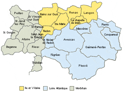 Carte du territoire de la Communauté de Communes du Pays de Redon. Source le site.