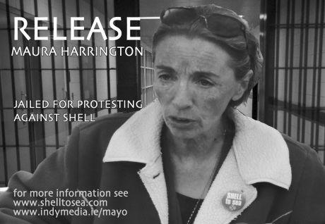 A protest poster (above) calling for the release of environment campaigner Maura Harrington  who was convicted on 11th March 2009.