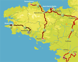 Carte du Tour de Bretagne cycliste 2009.