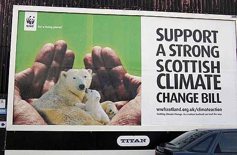 A World Wildlife Federation billboard poster  supporting the climate change bill in Scotland (photo: World Wildlife Federation)