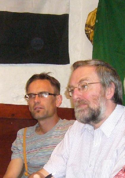 The League's General Secretary (left) and Convenor at the 2009 AGM in Kernow/Cornwall. (Photo: Celtic League).