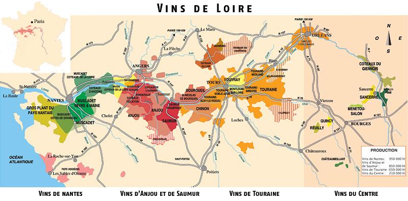 Vins de Loire naming map  redrawn by the InterLoire after  integration of the Breton Muscadet wine: the ermine on labels has been substituted by the flower of lily (Fleur de Lys is the royal French emblem  ndt). We see that sub-naming Cabernet of Anjou or