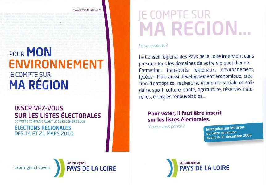 “Je Compte Sur ma Région”. (Ici) pour mon Environnement. Carte postale recto-verso.