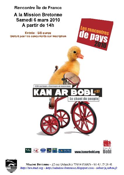 Kan ar Bobl Paris : 6 mars 14 h à la Mission Bretonne.