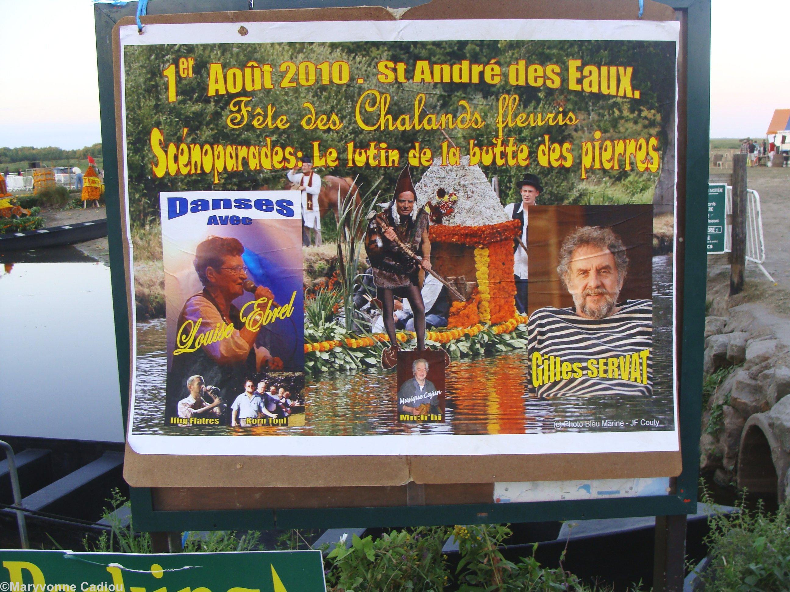 Affiche. La Fête des chalands fleuris. Saint-André-des-Eaux en Brière. 1er août 2010.