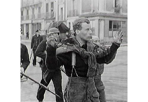 Mick Burn after capture. With Rifleman Paddy Bushe behind him. With kind permission of James Dorrian.