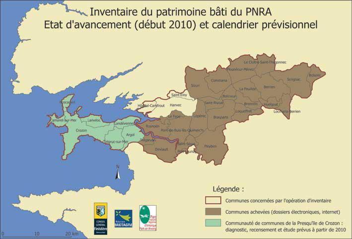 Carte du site du Parc d'Armorique ; page inventaire Patrimoine bâti.