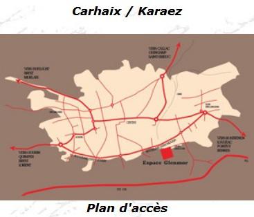 Plan de l'accès à Carhaix.