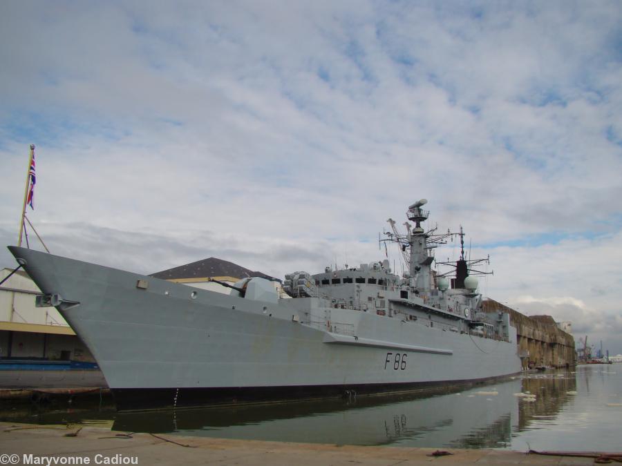 La frégate HMS Campbeltown à Saint-Nazaire.