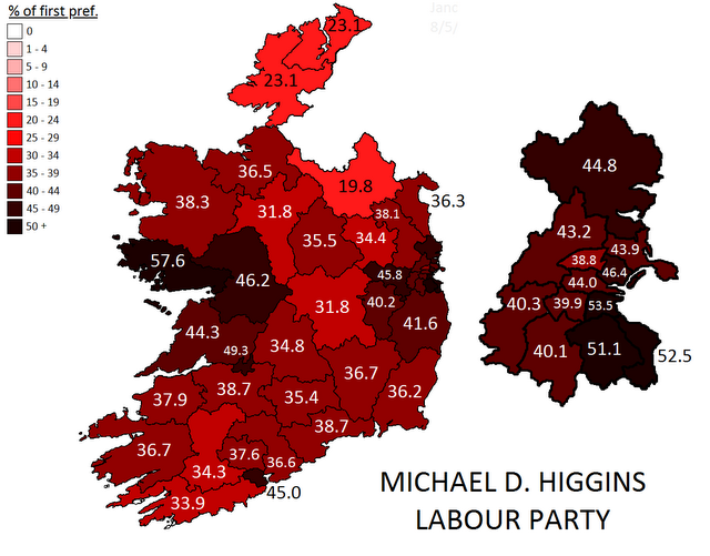 Les résultats de Michael D. Higgins