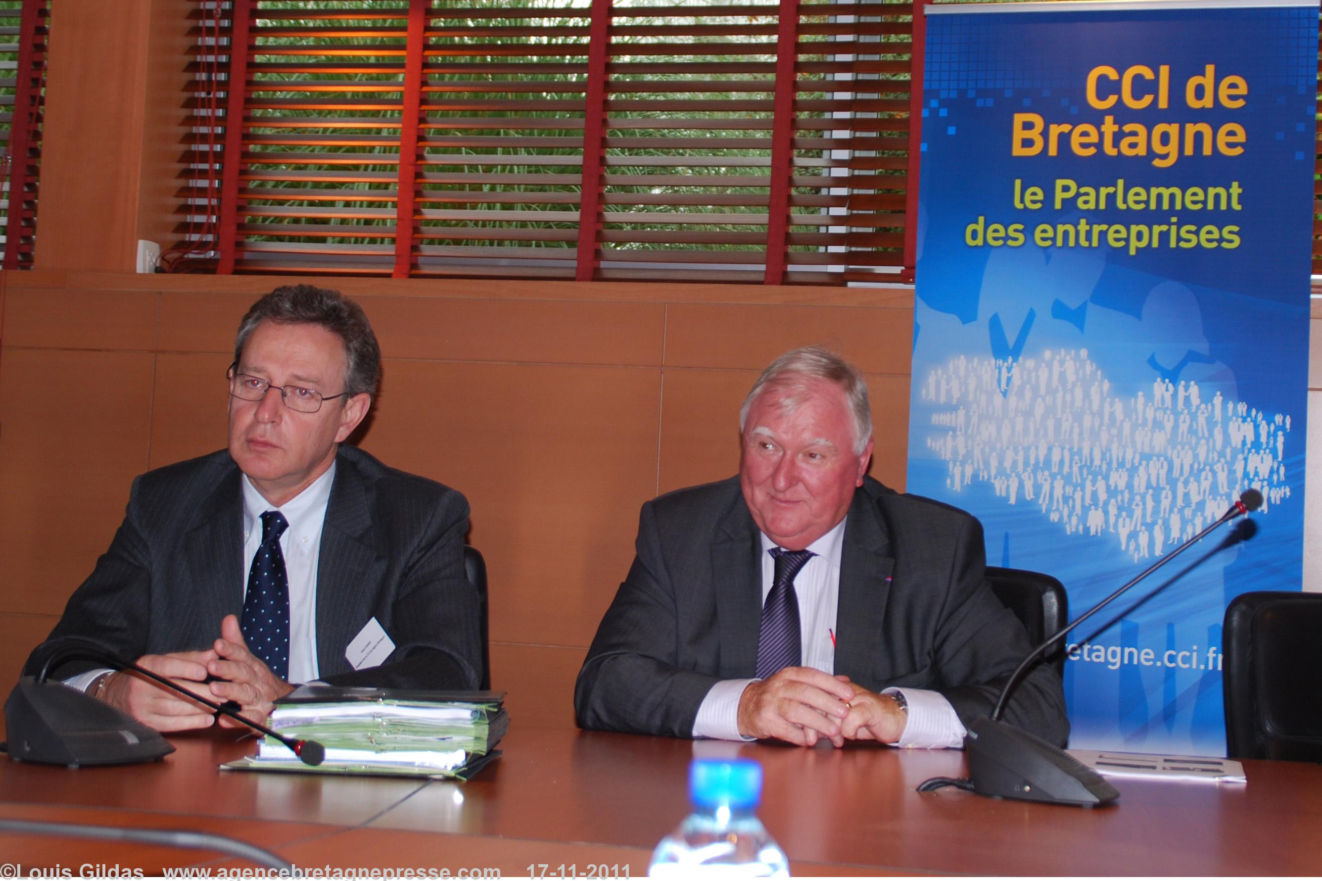 Alain Daher  président de CCI de Bretagne- à gauche- et Jean-
François Garrec premier vice-président.