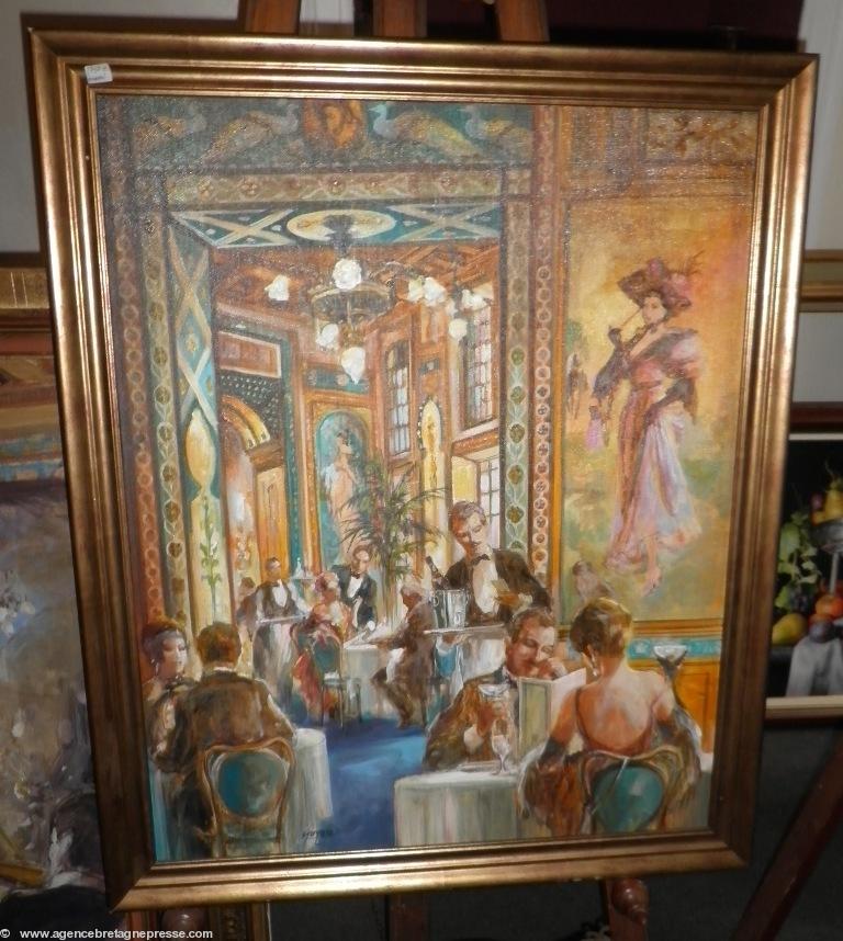 Un tableau peint par Michel GUYON et qui représente la célèbre brasserie nantaise la Cigale.