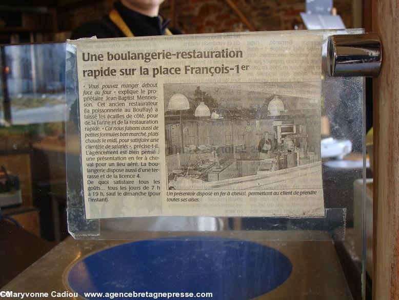 Article de presse sur la boulangerie place François II, non daté. Avec méprise d'un journaliste nantais sur le nom de la place. Ph. mars 2009.