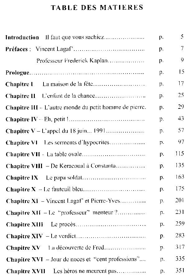 Mon petit homme de Pierre. Table des matières p. 363.