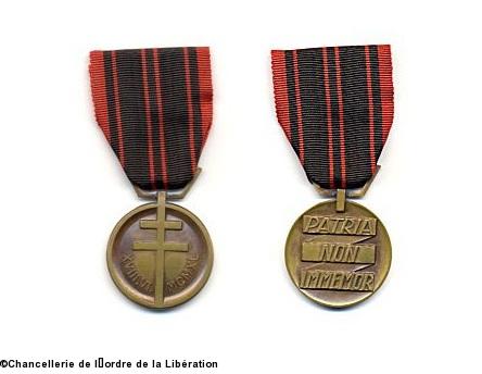 Médaille de la Résistance. Avers et revers.