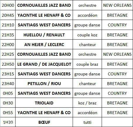 Programme de la soirée du 19 janvier 2013