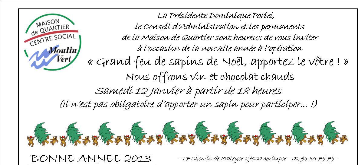 Invitation au public pour amener leurs sapins