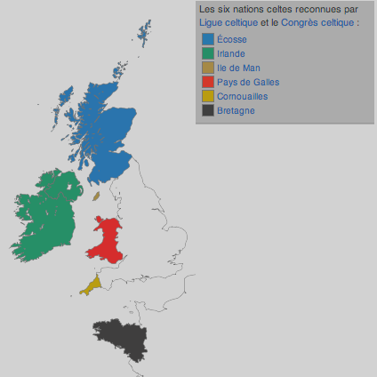 Les six nations celtiques.