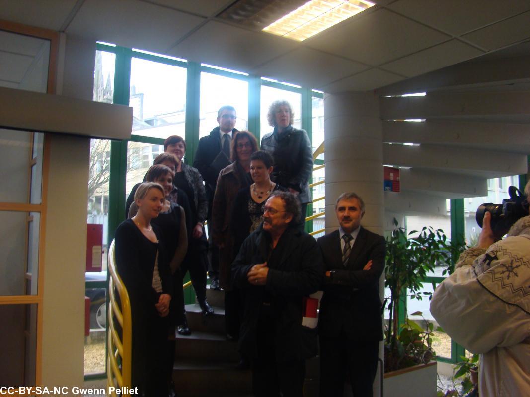 Les participants à la conférence de presse  EPSM 
Gourmelen  C.H.I.C. et Mairie de Quimper