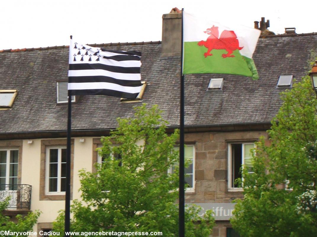 Les drapeaux gallois et breton flottaient côte à côte à Lesneven lors de la fête du Bro Gozh va Zadoù en mai 2010.