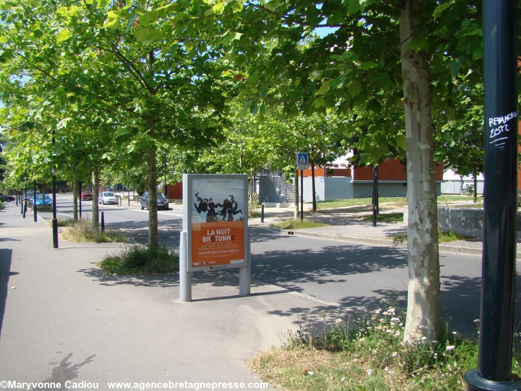 Affiche Nuit bretonne 2013 dans une rue de Nantes.