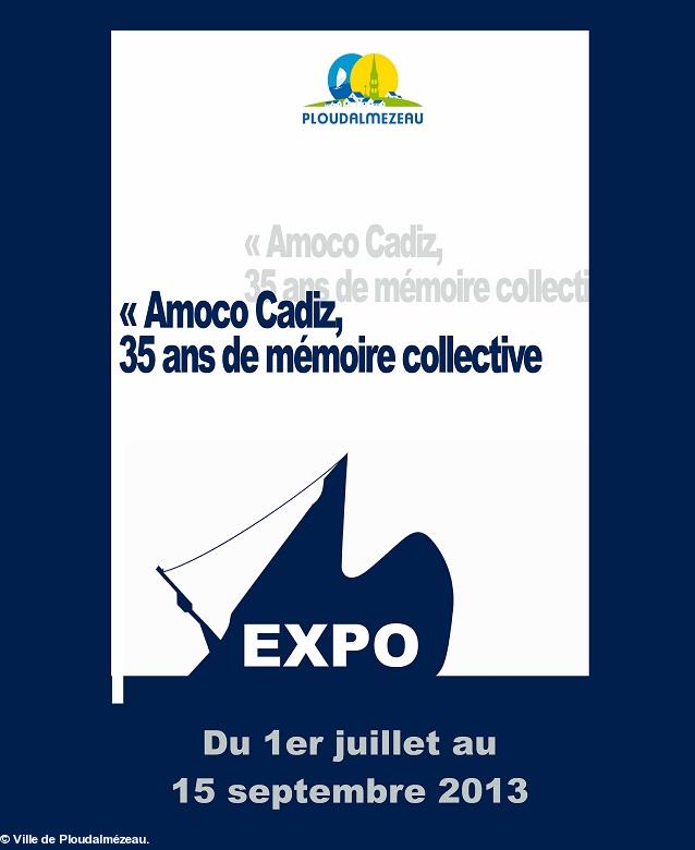 Exposition 35 ans Amoco Cadiz. Affiche officielle remaniée. Ici partie supérieure.