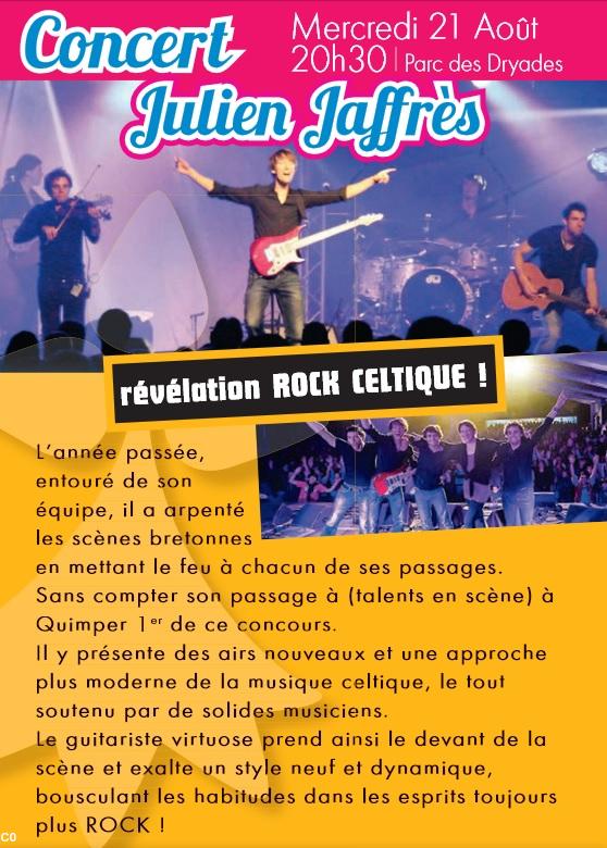 Pardon de La Baule 2013. Concert de rock celtique Julien Jaffrès. 21 août 20 h 30.