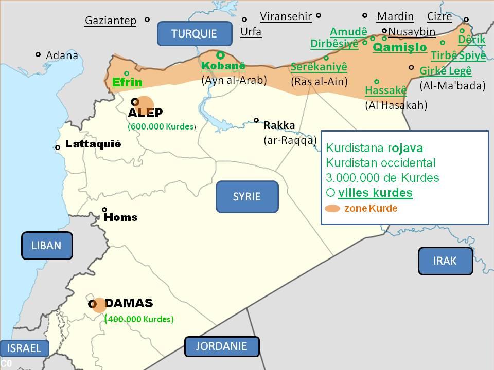 carte du kurdistan occidental (AKB)