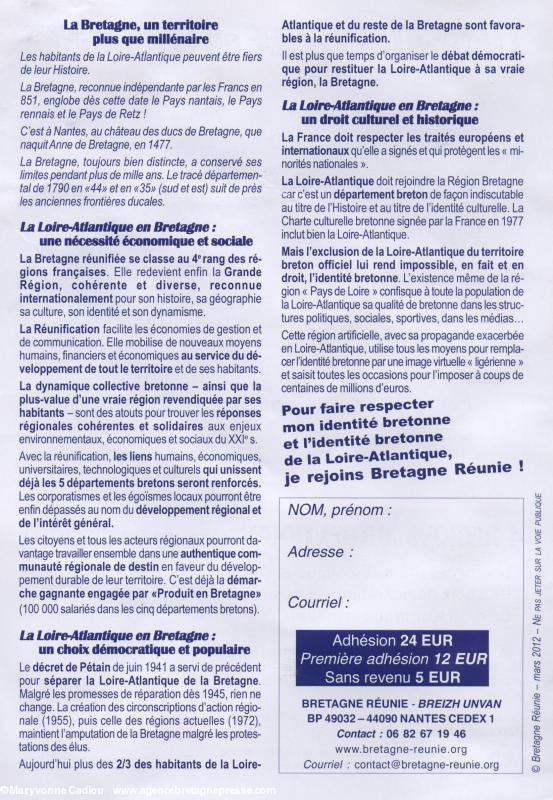 Tract de Bretagne Réunie “Loire-Atlantique en Bretagne !” verso.