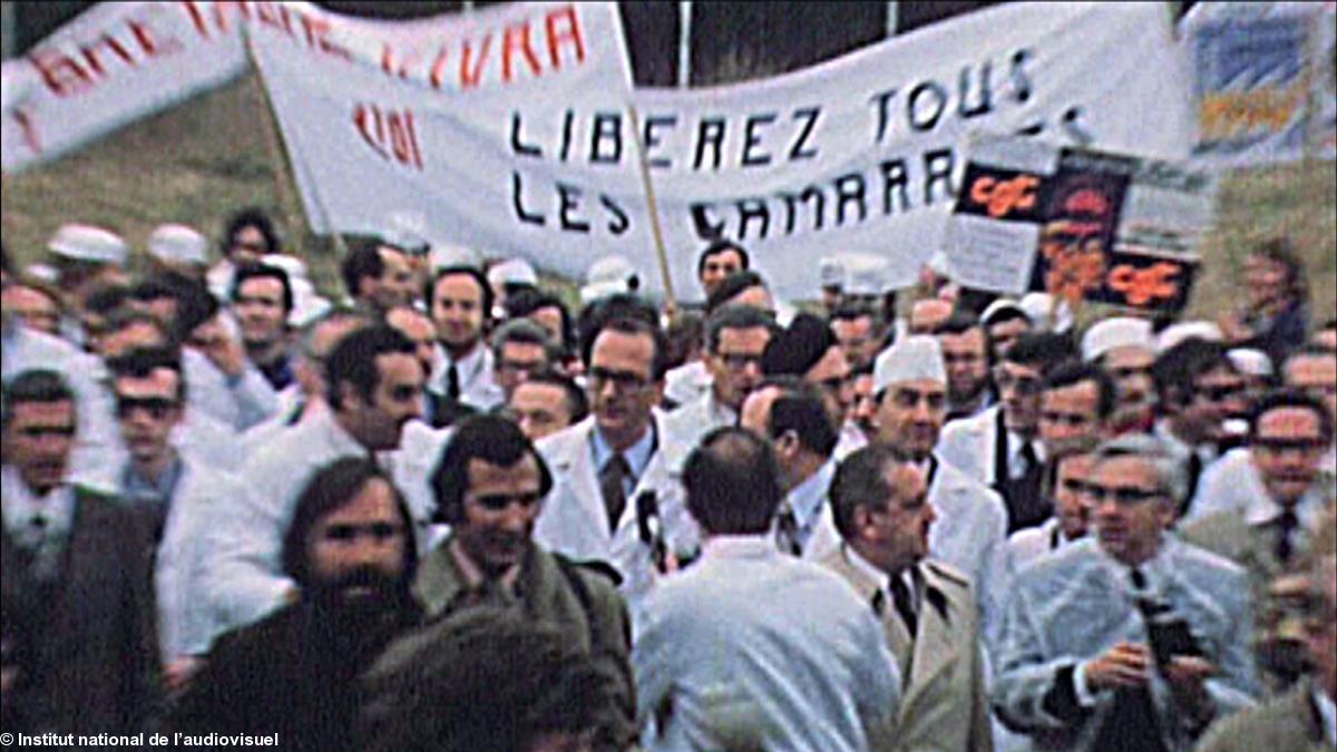 Jacques Chirac visite l’usine Olida de Loudéac, janvier 1976