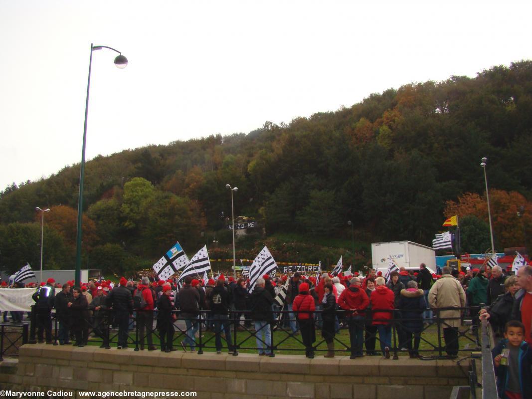 14 h. En attendant les discours. Il y avait encore de l’herbe. Bonnets Rouges Quimper 2 nov. 2013.