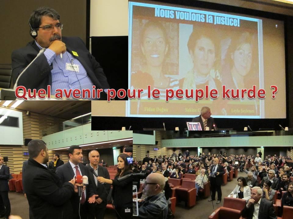 en haut à gauche : Salih Muslim, co-président du PYD (Union démocratique kurde – Syrie). En bas à gauche : Selahattin Demirtas, co-président du BDP (Parti pour la Paix et la Démocratie – Turquie,