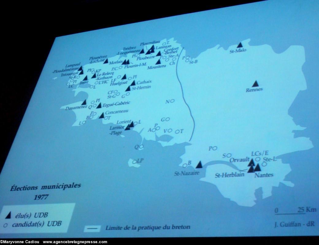 Municipales 1977 en Bretagne. Carte de Jean Guiffan.