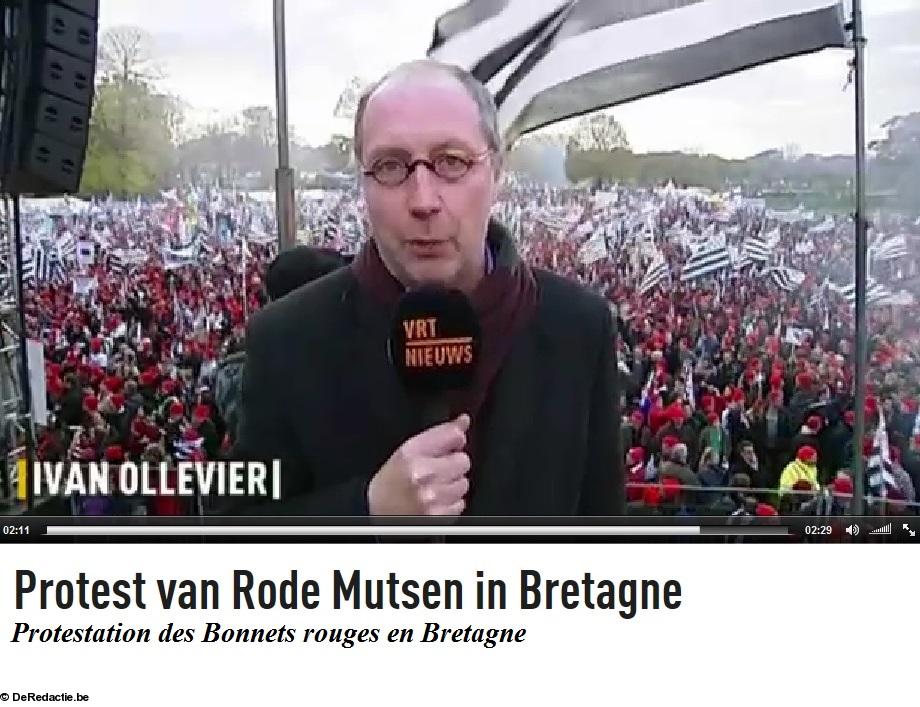 Reportage de la télévision flamande à Carhaix le 30 novembre 2013. Copie d'écran.