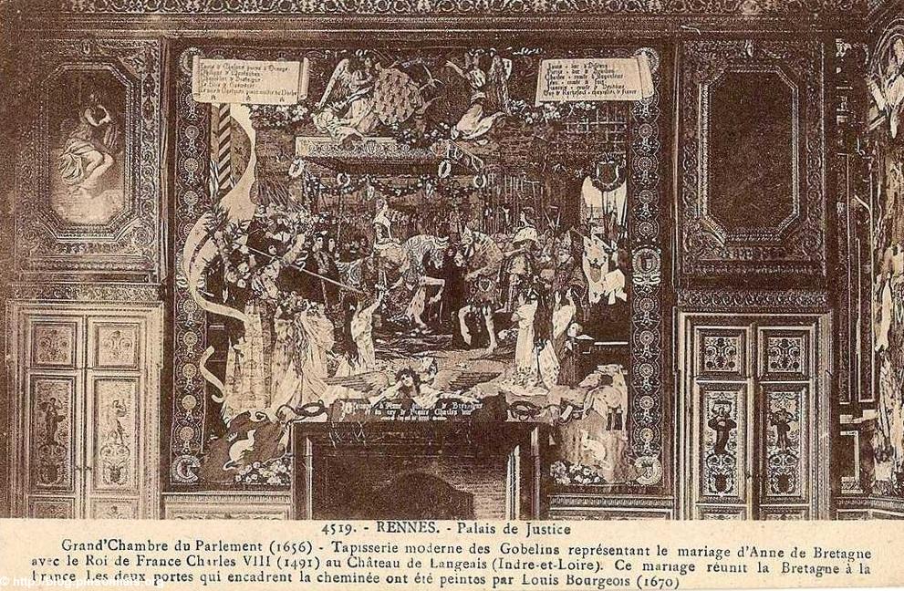 Une ancienne carte postale de la tapisserie disparue. Sur http://blog.pinsonnais.org