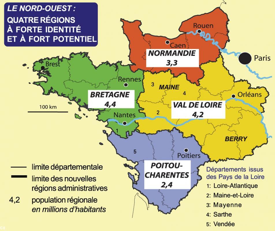 6 à 4 le nombre de régions dans le Nord-Ouest