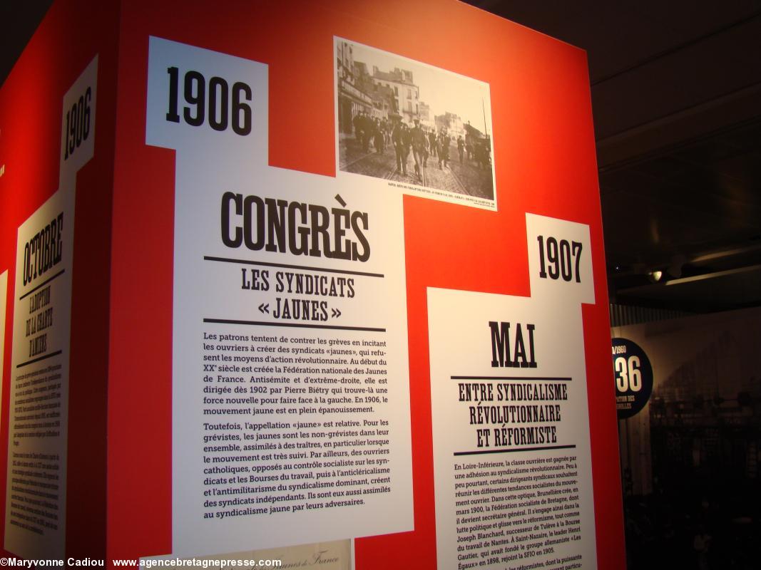 Histoire du syndicalisme ouvrier en Basse-Loire. Exposition à l'Hôtel du Département.