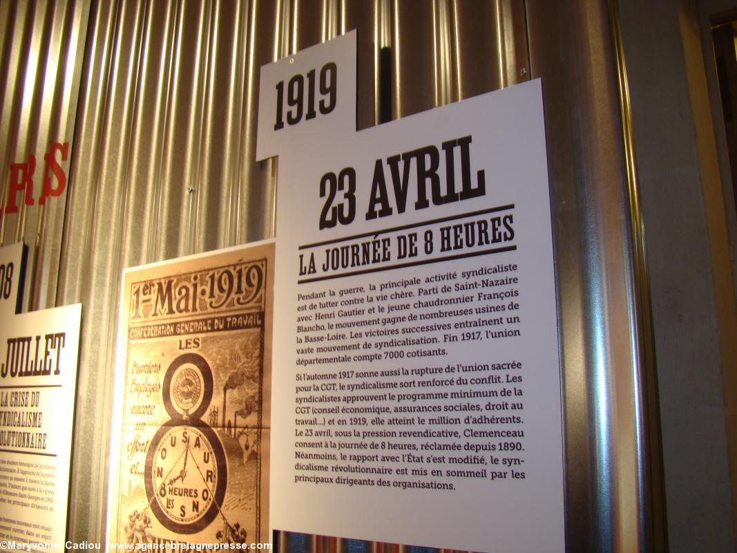 Histoire du syndicalisme ouvrier en Basse-Loire. Exposition à l'Hôtel du Département.