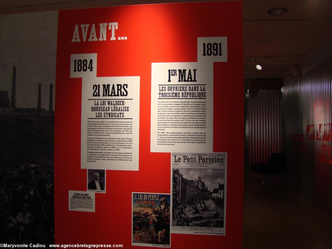 Histoire du syndicalisme ouvrier en Basse-Loire. Exposition à l'Hôtel du Département.