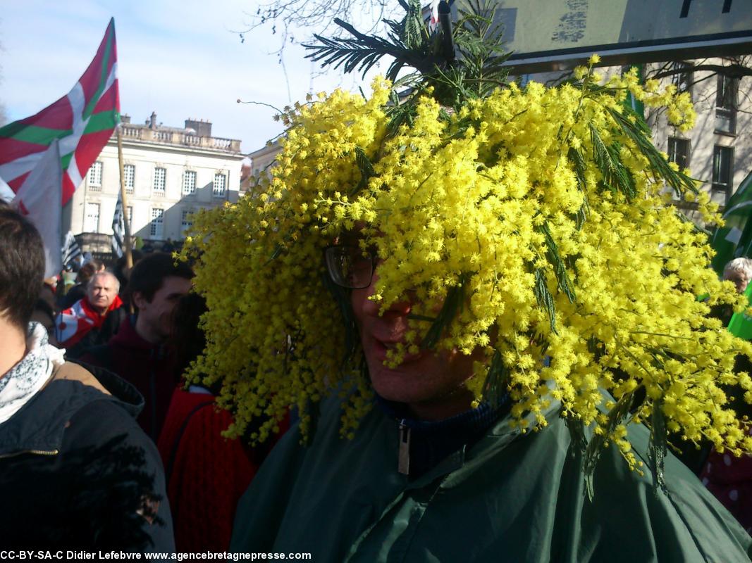 l'ambiance s'annonçait festive. Manifestation anti-aéroport à Nantes le 22 février 2014.