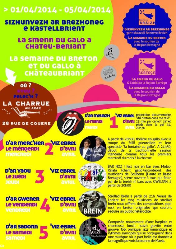 Programmation de la Semaine du Breton et du Gallo 2014 à Chateaubriand.