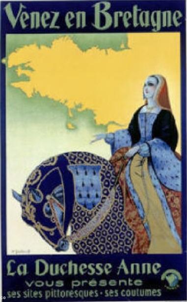 Affiche de 1886 qu'André Galland utilisa pour la Compagnie des chemins de fer de l'État vers 1930. Présentée dans l'exposition de 2007 à Nantes et figurant dans le catalogue p. 137.