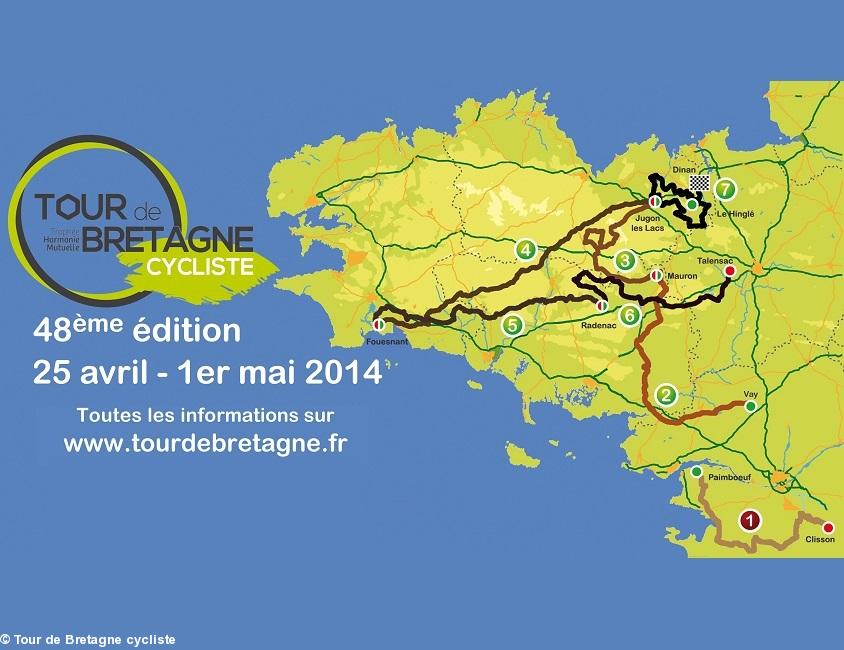 Carte du Tour de Bretagne cycliste 2014.