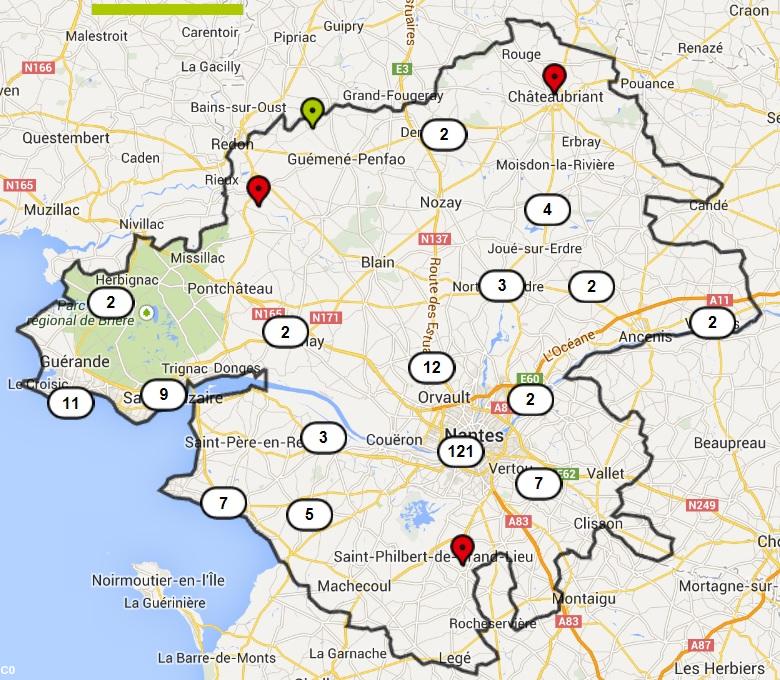 Les villes de Loire-Atlantique.